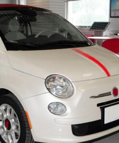 1x für Abarth FIAT 500 Emblem Schild Aufkleber ROT Motorhaube Streifen 595 500C