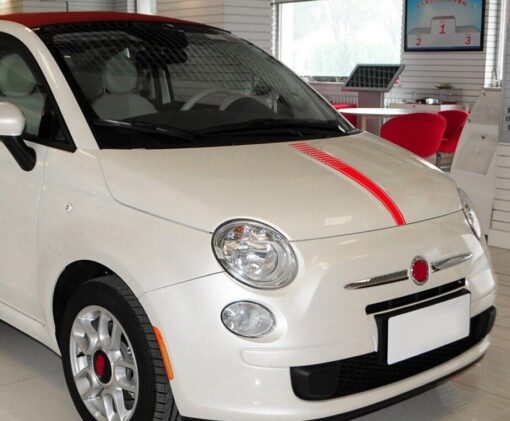 1x für Abarth FIAT 500 Emblem Schild Aufkleber SILBER Motorhaube Streifen 500C – Bild 3