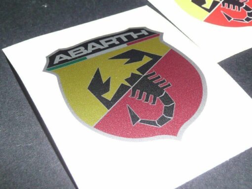 2x ABARTH GOLD Aufkleber Logo Emblem GOLD Schriftzug selbstklebend Skorpion Fiat – Bild 3