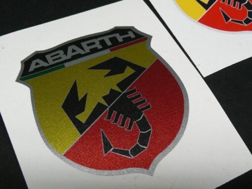 2x ABARTH GOLD Aufkleber Logo Emblem GOLD Schriftzug selbstklebend Skorpion Fiat