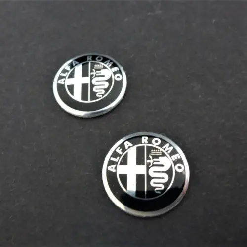 1x ALFA ROMEO Aufkleber 3D Schlüssellogo 14mm ALU Emblem Schriftzug selbstklebend SI