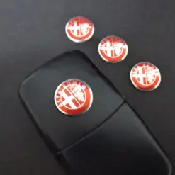 1x ALFA ROMEO Aufkleber 3D Schlüssellogo 14mm Emblem Schriftzug ROT SILBER