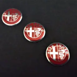 1x ALFA ROMEO Aufkleber 3D Schlüssellogo 14mm Emblem Schriftzug ROT SILBER – Bild 3