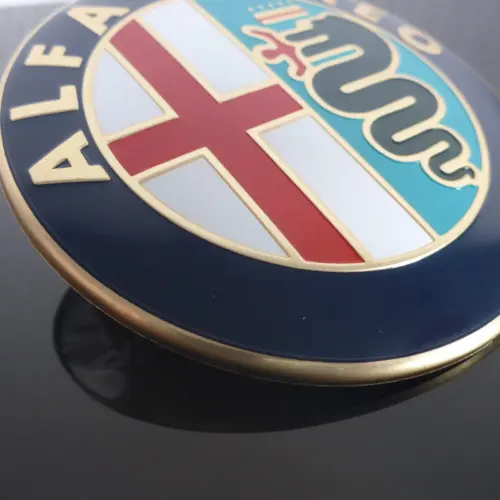 Alternative view of 1x Alfa Romeo Plakette 74mm Emblem Schriftzug LOGO selbstklebend in ALU 7,4cm für viele Modelle
