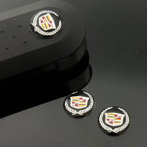 1x Cadillac Schlüssel 14mm Aufkleber ALU Schlüssellogo Emblem Schriftzug LOGO Patch