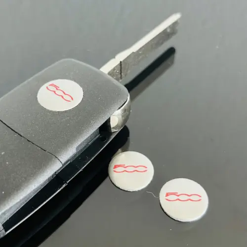 Alternative view of 1x Fiat 500 14mm Aufkleber ALU Schlüssellogo Emblem Schriftzug Schlüssel