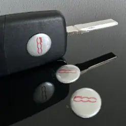1x Fiat 500 14mm Aufkleber ALU Schlüssellogo Emblem Schriftzug Schlüssel