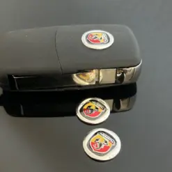 1x Fiat ABARTH 14mm Logo ALU Schlüssellogo Emblem Schriftzug Punto – Bild 3