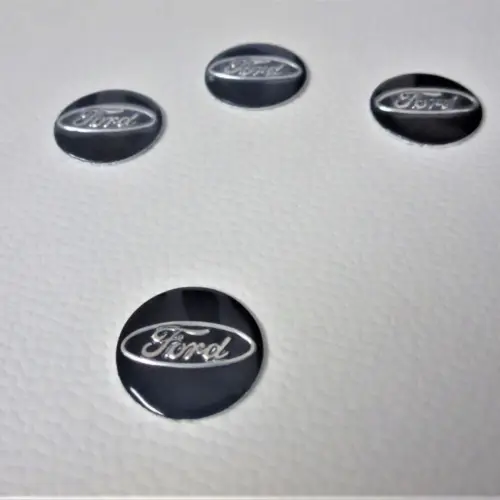 1x FORD Aufkleber 3D Schlüssellogo 14mm RUND Emblem Schriftzug selbstklebend SW