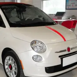 1x für Abarth FIAT 500 Emblem Schild Aufkleber ROT Motorhaube Streifen 595 500C