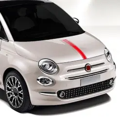 1x für Abarth FIAT 500 Emblem Schild Aufkleber ROT glänzend für Motorhaube Design Streifen 595 500C – Bild 4