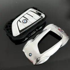 1x für BMW Funkschlüssel Schutz Hülle in ALU Case Cover Sportwagen silber matt STABIL – Bild 6