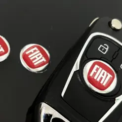 1x für Fiat 15mm Aufkleber ALU Schlüssellogo Emblem Schriftzug rot/silber Schlüsselemblem – Bild 3