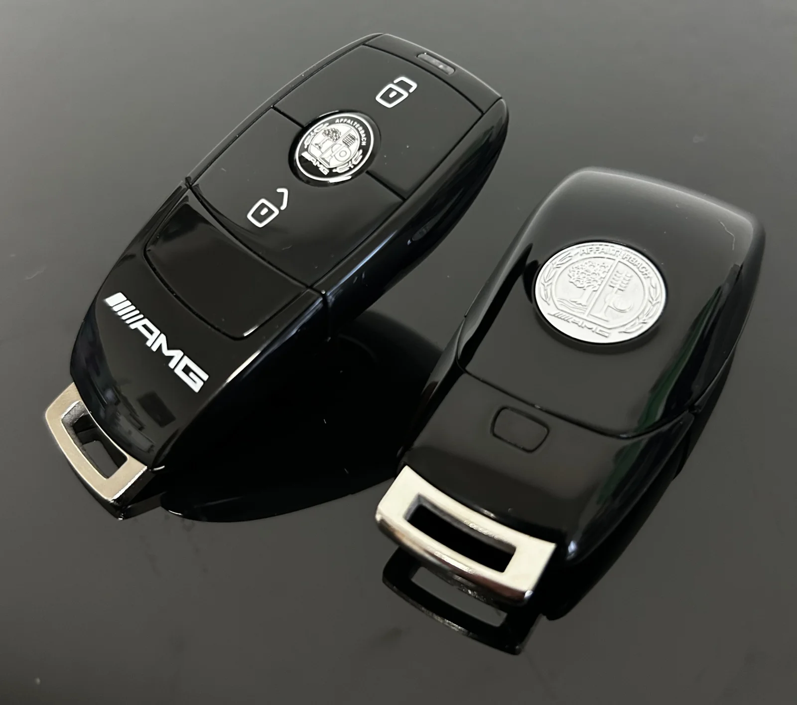 1x für MERCEDES Funkschlüssel AMG 2 Tasten schwarz Gehäuse Autoschlüssel Fahrzeugschlüssel Schlüssel Fernbedienung