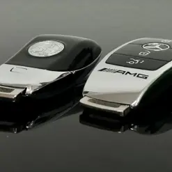 Alternative view of 1x für MERCEDES Funkschlüssel AMG in METALL Chrom schwarz Gehäuse Autoschlüssel Fahrzeugschlüssel Schlüssel Fernbedienung