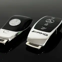 1x für MERCEDES Funkschlüssel in AMG METALL Chrom schwarz Gehäuse Autoschlüssel Fahrzeugschlüssel Schlüssel Fernbedienung – Bild 3