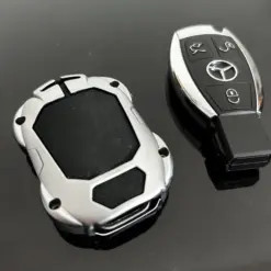 Alternative view of 1x für MERCEDES Funkschlüssel Schutz Hülle in ALU Case Cover Sportwagen silber matt STABIL