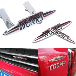 Alternative view of 1x für MINI Cooper WORKS Kühler Grill Emblem 9cm Chrom Logo Schild METALL