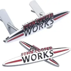 1x für MINI Cooper WORKS Kühler Grill Emblem 9cm Chrom Logo Schild METALL