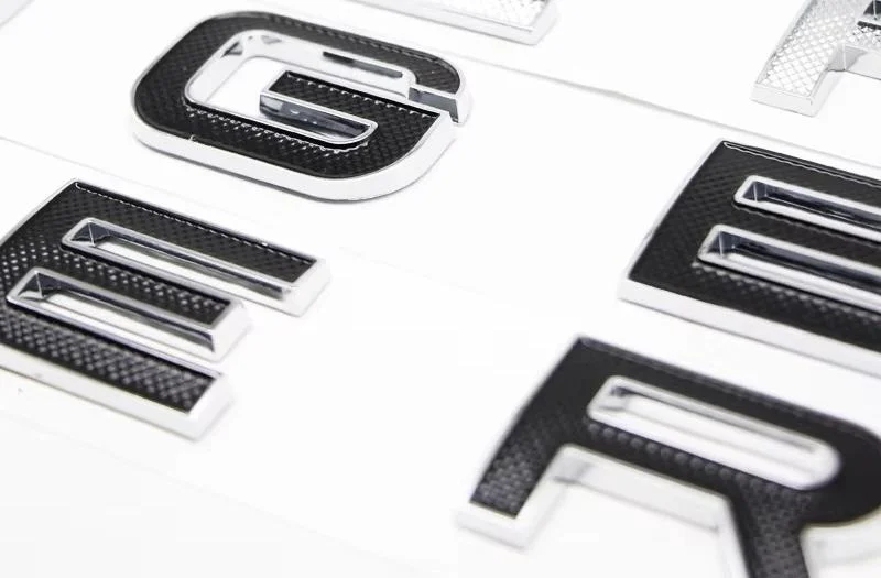 1x für RANGE ROVER Emblem Schild Aufkleber Motorhaube Deckel Schrift RAND silber/schwarz – Bild 2