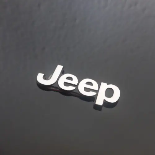 1x JEEP 3D Aluschild 25mm Lenkrad Spiegel Aufkleber SPEAKER Logo Emblem