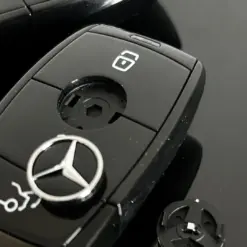 1x MERCEDES Schlüsselemblem für Gehäuse wie abgebildet glänzend schwarz Schlüssellogo Emblem Schriftzug LOGO original Stern – Bild 3