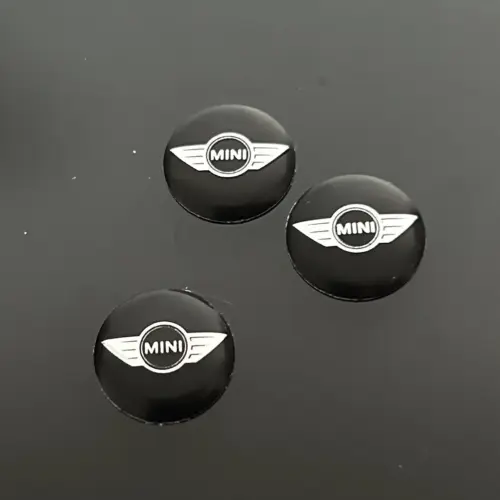 Alternative view of 1x MINI Aufkleber 3D Schlüssellogo 14mm Emblem Schriftzug Logo ALU