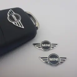 1x MINI Aufkleber 3D Schlüssellogo 21mm Emblem Schriftzug Logo ALU