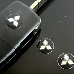 1x Mitsubishi Schlüssel 14mm Aufkleber ALU Schlüssellogo Emblem Schriftzug LOGO