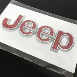 1x neu für Jeep Emblem 135mm Metall ROT CHROM Schriftzug Logo OVP Patch selbstklebend – Bild 4