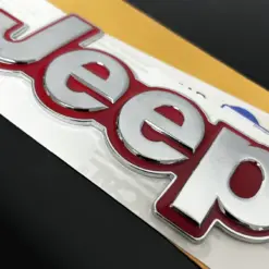 1x neu für Jeep Emblem 155mm Metall ROTCHROM Schriftzug Logo OVP Patch selbstklebend – Bild 2