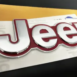 1x neu für Jeep Emblem 155mm Metall ROTCHROM Schriftzug Logo OVP Patch selbstklebend – Bild 3
