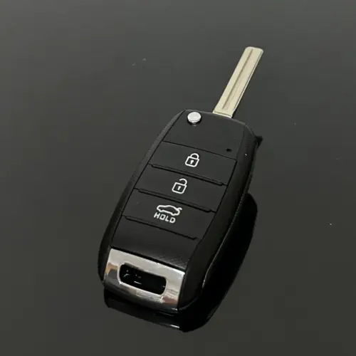 1x NEU KIA Schlüsselgehäuse 3 Tasten Metall Kunststoff schwarz mit Logo Emblem Kia Carens Ceed Rio Sportage Optima Sorento