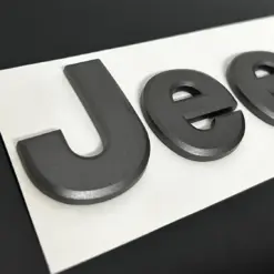 Alternative view of 1x neu original Jeep Emblem 160mm GRAU matt Schriftzug Logo OVP Patch selbstklebend
