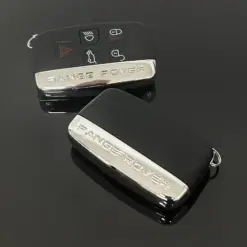 1x NEU Range Rover Schlüsselgehäuse 4 Tasten Metall Kunststoff schwarz mit Logo Emblem – Bild 2