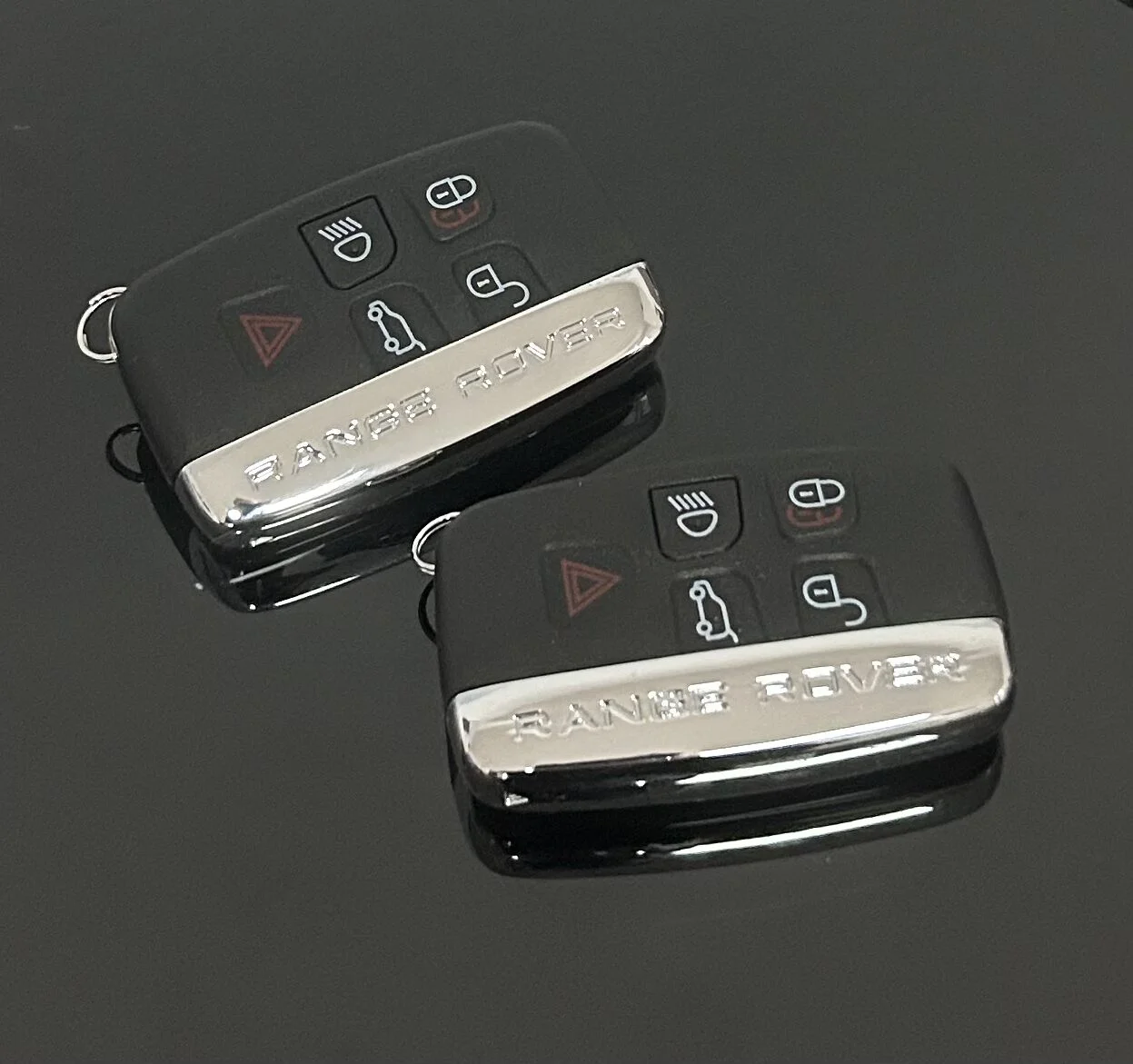 1x NEU Range Rover Schlüsselgehäuse 4 Tasten Metall Kunststoff schwarz mit Logo Emblem – Bild 4