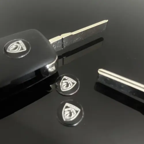 Alternative view of 1x PEUGEOT new Schlüssel 14mm Aufkleber ALU Schlüssellogo Emblem Schriftzug LOGO