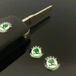 1x SKODA original Schlüssel 14mm Aufkleber ALU Schlüssellogo Emblem Schriftzug LOGO