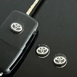 1x TOYOTA Schlüssel 14mm Aufkleber ALU Schlüssellogo Emblem Schriftzug LOGO