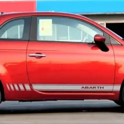 2x für Abarth 500 Emblem Schild Aufkleber SILBER Schriftzug Logo Seitenstreifen 595