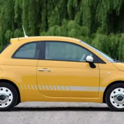 2x für FIAT 500 Emblem Schild Aufkleber matt SILBER Schriftzug Seitenstreifen Coupe 500C