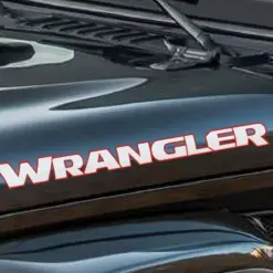 2x für Jeep WRANGLER Emblem Schild Aufkleber Motorhaube Streifen Rot Weiß Patch LOGO