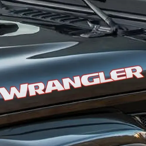 2x für Jeep WRANGLER Emblem Schild Aufkleber Motorhaube Streifen Rot Weiß Patch LOGO