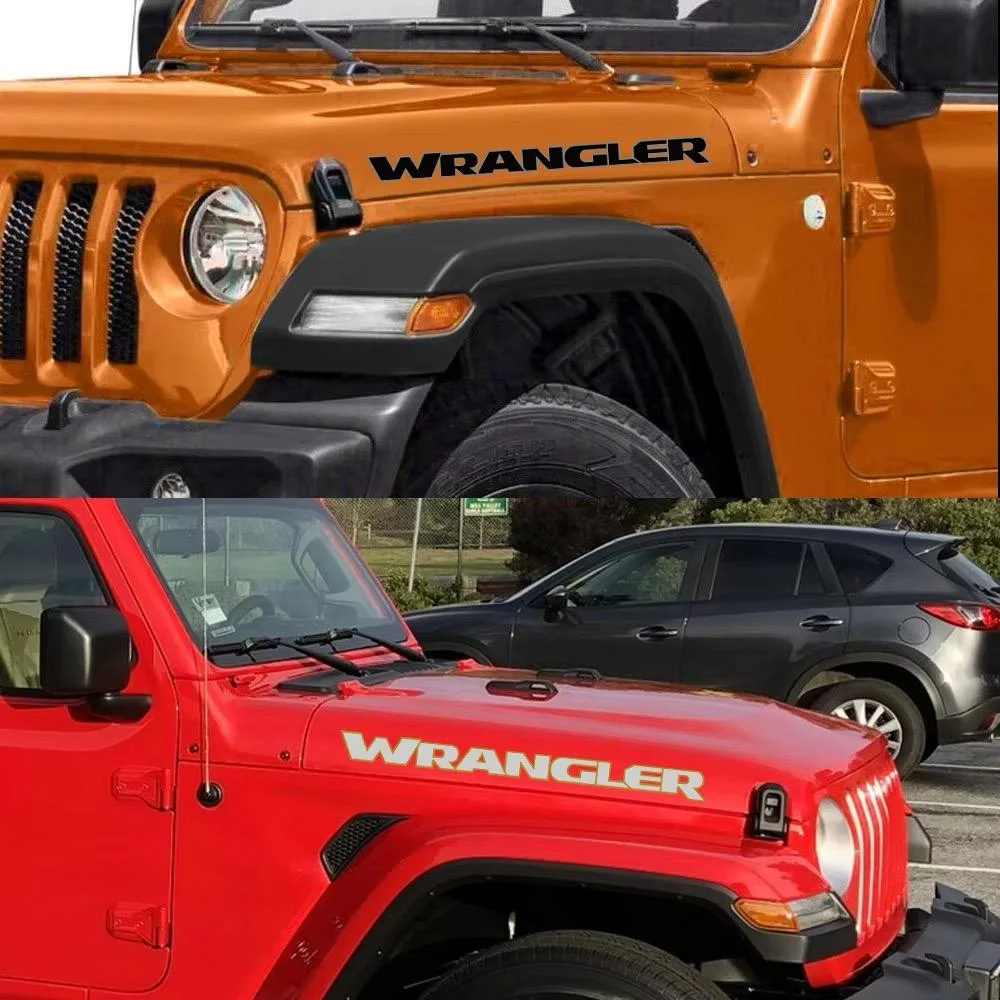 2x für Jeep WRANGLER Emblem Schild Aufkleber Motorhaube Streifen schwarz – Bild 3