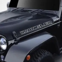2x für Jeep WRANGLER Emblem Schild Aufkleber Motorhaube Streifen SILBER RAND Patch LOGO