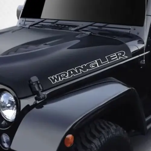2x für Jeep WRANGLER Emblem Schild Aufkleber Motorhaube Streifen SILBER RAND Patch LOGO