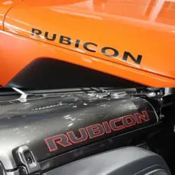 2x für Jeep Wrangler RUBICON Emblem Schild Aufkleber Motorhaube Streifen schwarz/rot Patch LOGO – Bild 6