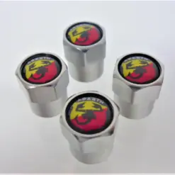 4 Ventilkappen ABARTH 500 595 695 EDELSTAHL Logo Reifen Kappen Reifenventilkappe Deckel CAP