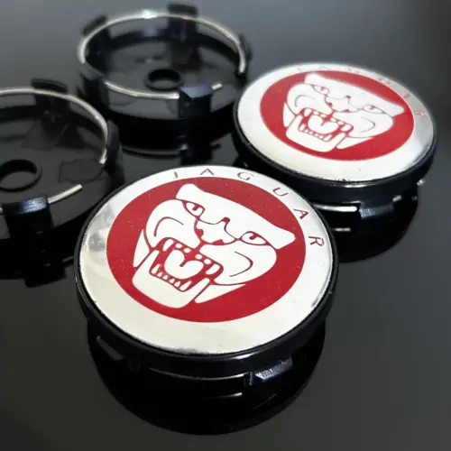 Alternative view of 4x 56/55mm JAGUAR schwarz glänzend Rand Logo ROT/SILBER Felgendeckel Nabenkappen Rad Felgenkappen Nabendeckel Kappe