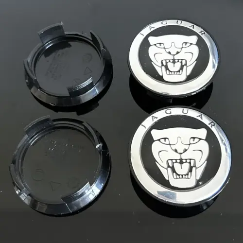 Alternative view of 4x 56/55mm JAGUAR schwarz glänzend Rand Logo SILBER Felgendeckel Nabenkappen Rad Felgenkappen Nabendeckel Kappe